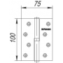 Fuaro Петля съемная Fuaro IN4430SL-BL AC левая (413/BL-4 100x75x2,5) медь БЛИСТЕР