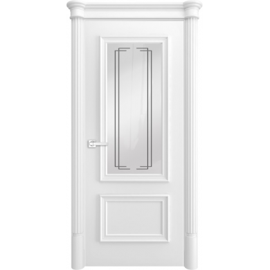 Межкомнатная дверь Виченца 2 Гравировка Турин Эмаль белая