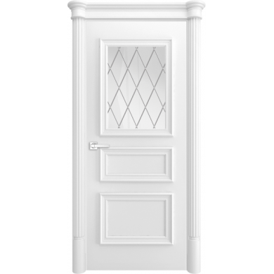 Межкомнатная дверь Виченца 3 Гравировка Англия Эмаль белая