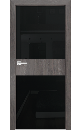 Dariano Space S9, стекло черное, кромка 4 Экошпон Дуб шале графит Стекло черное окрашенное