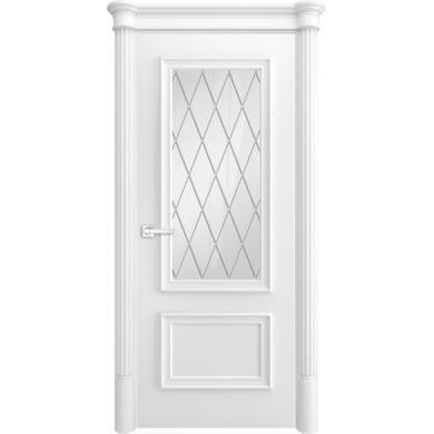 Межкомнатная дверь Виченца 2 Гравировка Англия Эмаль белая