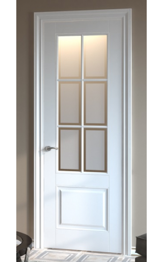Dariano Межкомнатная дверь Корнелия 2 R6 в эмали Корнелия 2 с решёткой Эмаль белая Сатинированное стекло