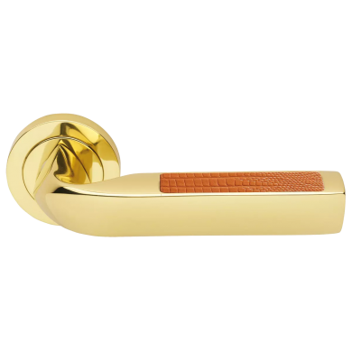 Morelli MATRIX-2 R2 OTL/RETTILE, ручка дверная, цвет - золото/принт ящерицы